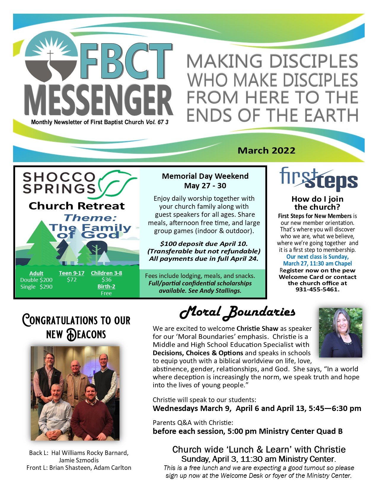 March newsletter page 1 — FBC Tullahoma